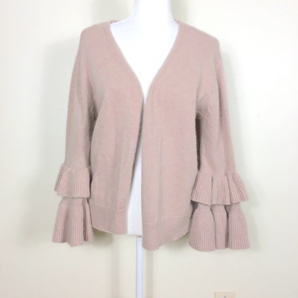 Anthro POL ruffled bell sleeve rabbit/wool sweater - Picture 2 of 8